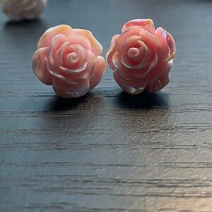 Blush Rose Flower Earrings